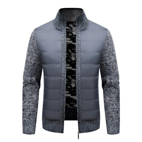 Veste pull patchwork à col montant pour homme DGKaxiyaHM