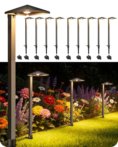 Image of EDISHINE Low Voltage Pathway Lights, Wired Landscape Lighting, 10 Pack