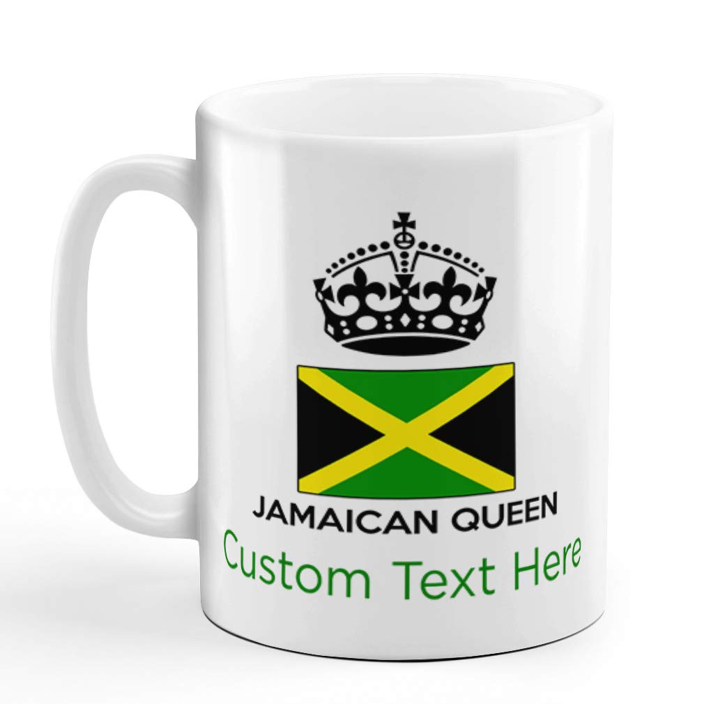 Custom Ceramic Coffee Mug 11 Ounces Jamaican Queen Crown Countries White Tea Cup Personalized Text Here