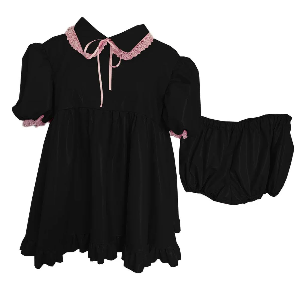 Minivestido corto de PVC para noches románticas con encaje francés talla 7XL 4