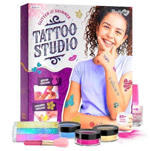 Pretty Me Glitter Tattoo Kit for Kids - Glitter & Metallic Fake Tattoos for Girls - Birthday Gift Ideas for Girl - Temporary Tattoo Set - Craft Kits Toys for Ages 6 7 8 9 10 11 Year Old - Cool Gifts