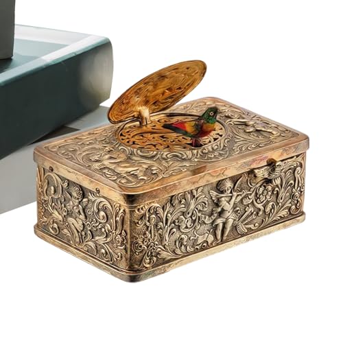 Intricati motivi in rilievo: questo carillon vintage presenta metodi di intaglio in rilievo, formando disegni tridimensionali in cui ogni vena delle foglie è chiaramente visibile, offrendo un valore artistico e un fascino estetico senza pari, ideale da esporre come centrotavola sofisticato in spazi abitativi o studi