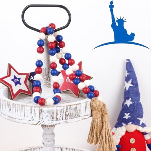 4thofjulywoodbeadsgarlandindependencedaytieredtraydecorationsfarmhousebeadgarlandwithtasselsformemorialdaydecoration Urban Country Home Decor 4th of july wood beads garland independence day tiered tray decorations farmhouse bead garland with tassels for memorial day decoration urban country home decor