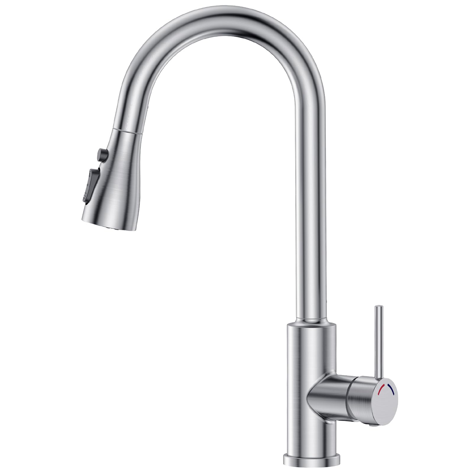 Pull Out Kitchen Mixer Tap Brushed Nickel – YEAUPE PRO Stainless Steel Sink Tap with 3 Spray Modes, Smooth Retraction, ABS Nozzle, 360° Swivel, Single Lever, Easy Install for Single Hole