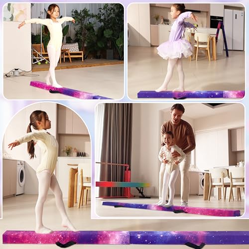 FCfuncheer 8FT Folding Floor Gymnastics Equipment for Kids Adults,Non Slip Rubber Base, Gymnastics Beam for Training, Practice, Physical Therapy and Professional Home Training