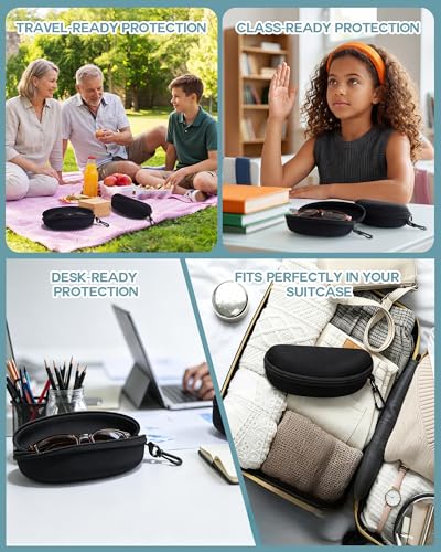 Image of Treela 24 Pcs Sunglasses Case Portable Travel Hard Shell Zipper Frame Summer Eyeglasses Case with Plastic Hook for Women Men