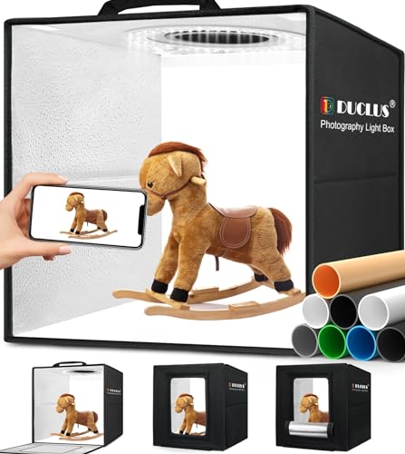 Light Box Photography 30cm/12x12 Portable Photo-Box Booth Mini Shooting Tent Kit with 120 LED Lights Dimmable 8 Photo Backdrops for Product Photography