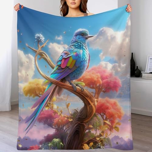 Manta suave para sofá con estampado de pájaros ideal como regalo de hogar 2