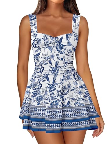 Image of IWD Women's Square Neck Sleeveless Mini Dress Ruched Waist Tiered Ruffle Hem A Line Short Dresses