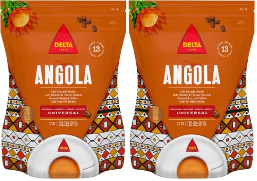 Delta Cafés Origen Angola - Café Molido - Robustos Granos Africanos Mezclados con Arábica - 220 g (Paquete de 2)