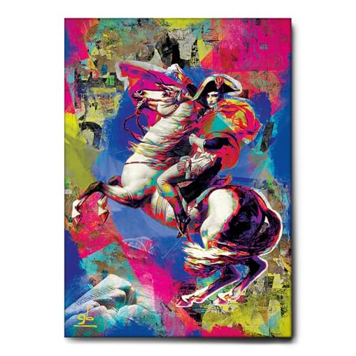 Napoléon Pop Art tableau sur toile 50x70 cm avec cadre standard Giallobus