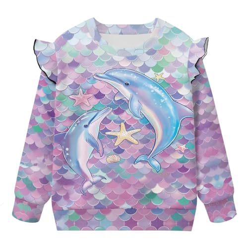Animal Toddler Sweatshirt Crew Neck Girls Ruffle Long Sleeve Pullover Sleeve Tops for Kindergartener 1T-2
