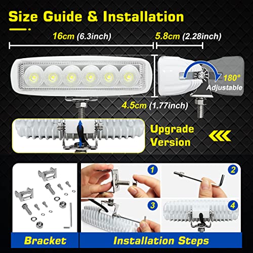 image for WOWLED 2 Pcs White Spreader LED Deck/Marine Lights for Boat (Flood Lig