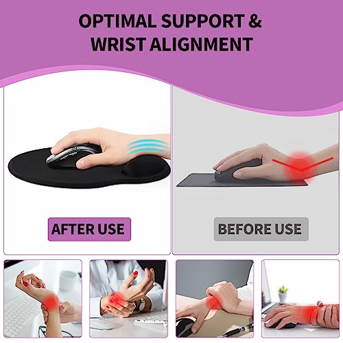 Image of eulps Mouse Pad with Wrist Rest, Comfortable Computer Mousepad with Gel Wrist Support Smooth Surface and Non-Slip PU Base for Pain Relief, Laptop, Office & Home (Mauve Twilight)