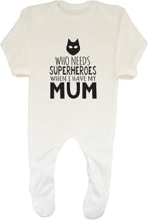 Shopagift Baby,Clothing,Baby Boys 0-24m,Sleepwear & Robes,Sleepsuits Shopagift Who Needs Superheroes When I Have My Mum Baby Sleepsuit Romper White