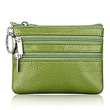 Material: Echtes Rindleder edfamily Leder Klein Geldbeutel Geldbörsen Kartenetui mit Schlüsselanhänger für Damen und Herren (Grün)