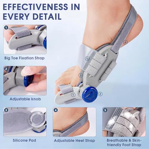 Qlonn Bunion Corrector for Women & Men – Adjustable Bunion Fix for Big Toe Separator Pads Pain Relief - Orthopedic Bunion Splint with Straightener for Toes Alignment Hallux Valgus Correction - Thumbnail 3