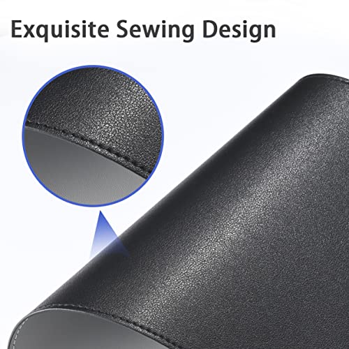 Image of AROPANA Vegan Leather Desk Mat | Large Reversible Mouse Pad & Computer Table Protector | Dual-Side Waterproof Extended Laptop Pad with Edge-Stitched Design (60x35CM, Black and Grey)