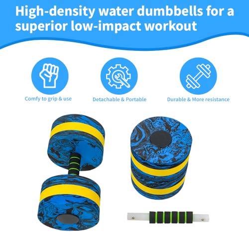 Water Dumbbells for Pool Exercise Set of 2, Aquatic Fitness Weights for Water Aerobics Swimming, Floatation Dumbbells for Low-Impact Training (Circle - Camouflage blue)