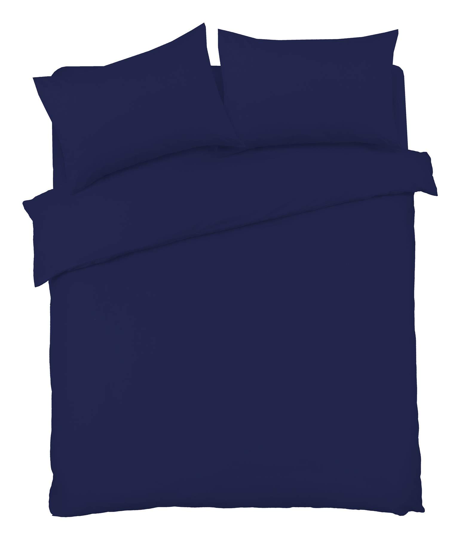 Olivia Rocco Navy Duvet Cover Set Easy Care Plain Dyed Quilt Cover Sets, Double