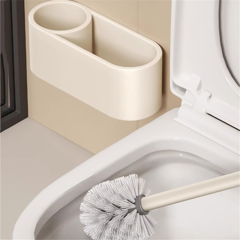 Klobürste Abgerundeter Kunststoff-Bürstenkopf, WC-Bürste, WC-Bürste aus Metall, mit schnell trocknender Toilettenbürstenablage for Badezimmer, Bodenbelag oder Wandmontage Toilettenbürste Set