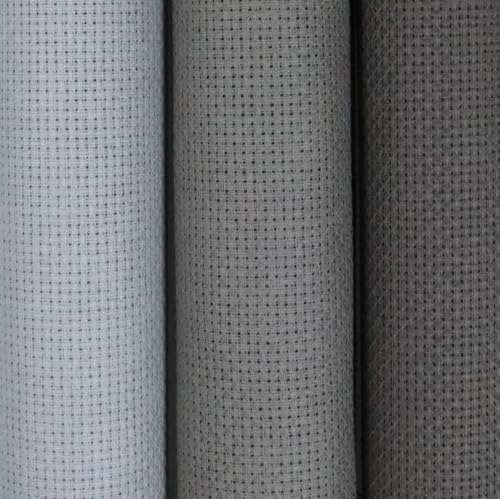 Image of KCS 3 pc of 15 inch x 18 inch(38cmx45cm) 16 Count Cross Stitch Cotton Aida Cloth Needlework Rolled Fabric Box,16CT,Light Grey+Medium Grey+Dark Grey