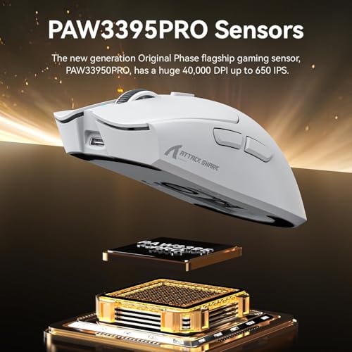 Image of ATTACK SHARK X1 Superlight Wireless Gaming Mouse with RGB Magnetic Charging Dock, BT /2.4G Wireless /Wired Gaming Mouse, PAW3395PRO Gaming Sensor, 40000DPI, 53g Office Mice for PC /Mac /Win /Xbox (White)