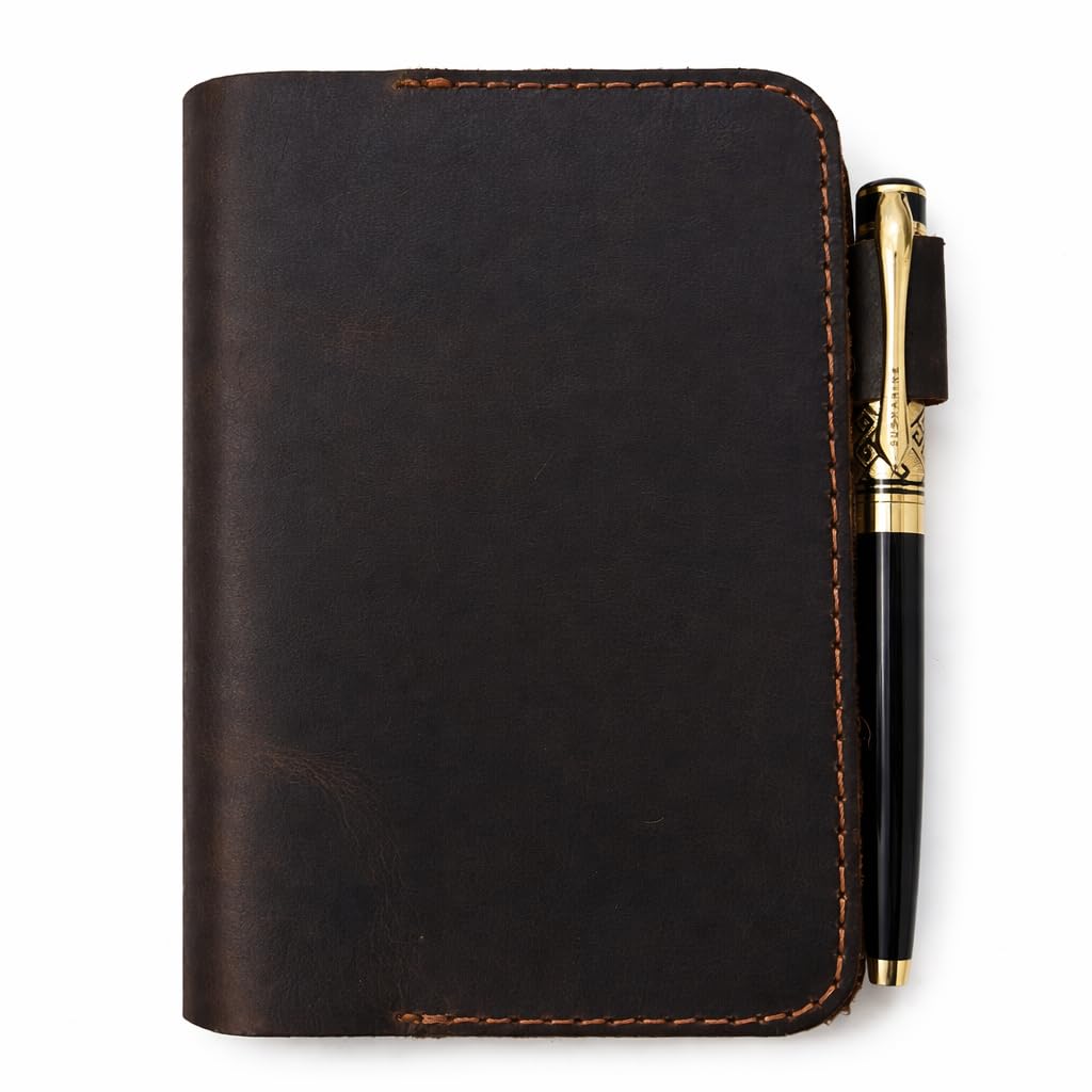 Handgefertigtes Leder-Notizbuchhülle, A6, kompatibel mit Leuchtturm, 9,1 x 15 cm, nachfüllbar, Reisetagebuchhülle für Männer und Frauen, kompatibel mit Moleskine Hobonichi Taschenplaner