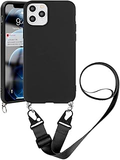 Pnakqil etui crossbody z paskiem do Apple iPhone 6 / 6S 4,7 cala, czarny, silikonowy pokrowiec z TPU, z regulowaną smyczą, naszyjnik, odporny na wstrząsy futerał ochronny do iPhone 6S