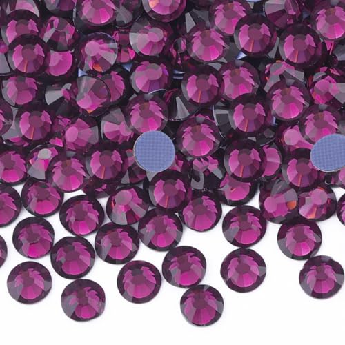 600Pcs Hotfix Rhinestones for Clothing, Amethyst SS30 Iron On Flatback Glass Gems, Bedazzler Crystals Rhinestones for Crafting Clothes Hats Shoes Fabric Bedazzling Decor Nail Art