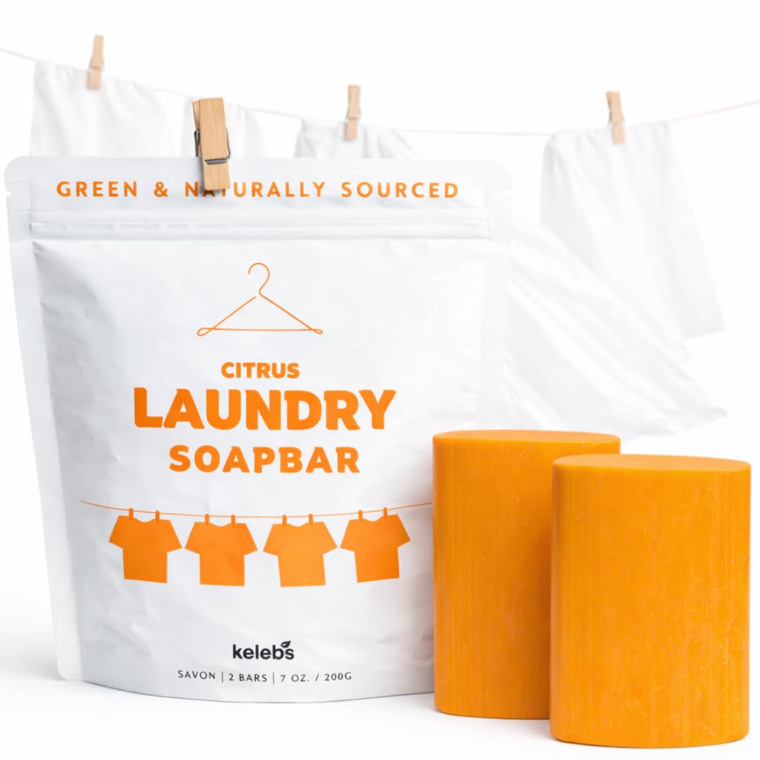 Hypoallergenic Citrus Organic laundry soap bar for sensitive skin - delicate stain remover clothes, underwear, collar - 3 PCS