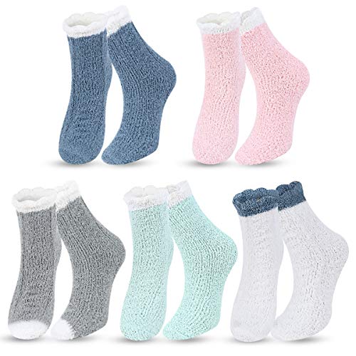 MUQU Calcetines para mujer con diseño de animales en 3D, 5 pares de calcetines de invierno para niñas - - Talla única