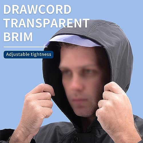 Mens Rain Coats with Hoods,Reusable Waterproof Long Rain Jacket,Raincoat Rainwear Reflective,Waterproof Rain Ponchos3