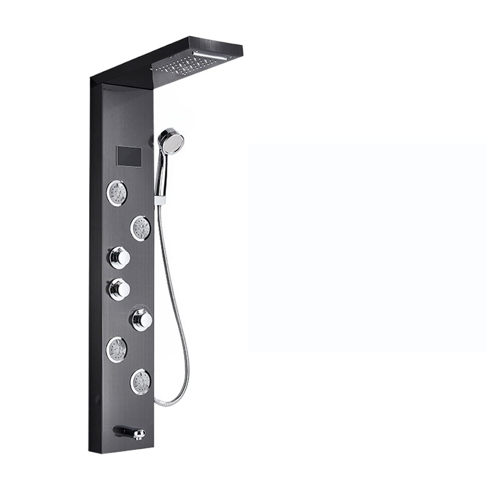 Soywim Black Bronze 9001 Shower System, Black Nickel Led Rain Waterfall Shower Faucet Set Panel Column Multi-Functional Nozzle Massage Spa Jet Temperature Screen(Black Bronze 9001)