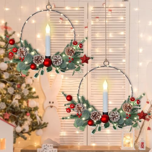 Dremisland 2er Set LED Dekokranz Prelit Weihnachtskranz mit...