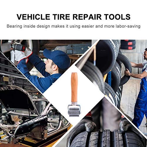 VILLCASE Rolo de Reparo de Pneu Rolo de Reparo de Tubo de Pneu Roda de Madeira E Borracha Com AlÃ§a