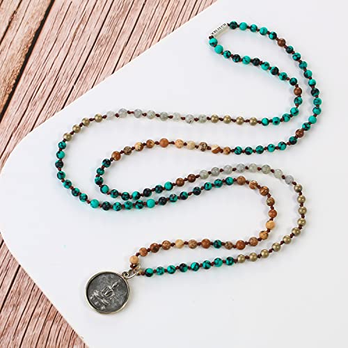 KELITCH Buddha Long Mala Beaded Necklaces Natural Gemstones Crystals Beads Pendant Prayer Meditation Necklaces New Handmade Fashion Jewelry4