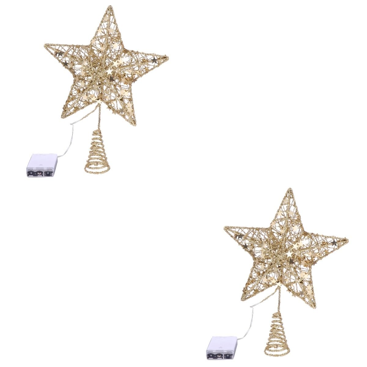 IMIKEYA 2 Pcs Étoile en Haut d'arbre Étoile Lumière LED pour Décoration d'arbre De Chapeau De Décoration pour Sapin Palmier Lumineux Décoration Bling-Bling en Fer Forgé avec