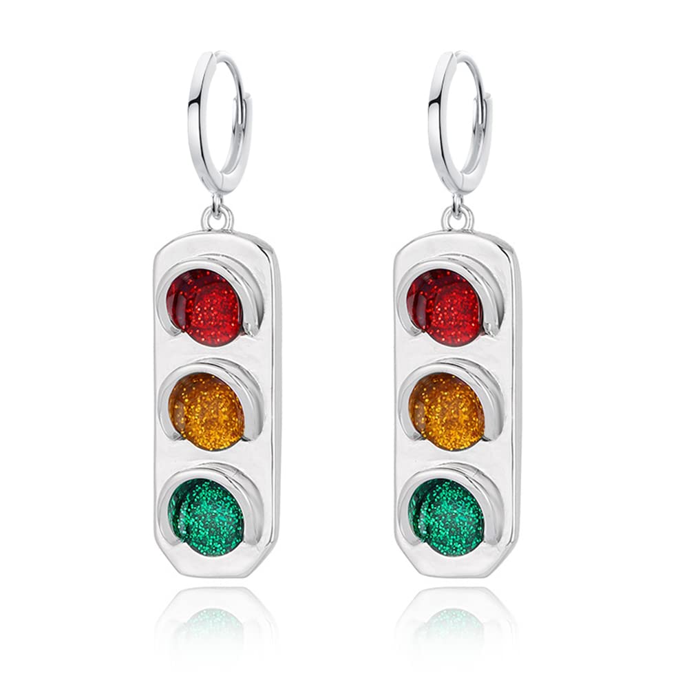 ANXIN Unique Personality Creative Traffic Light Drop Dangle Earrings Simple Fashionable Geometric Color Traffic Light Earrings Jewelry Gifts For Women
