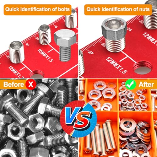 Miucoguier LPBA8639 Thread Checker - 28 Nut & Bolt Thread Checker, Bolt Size And Thread Gauge 14 Standard And 14 Metric Sizes thumb #1