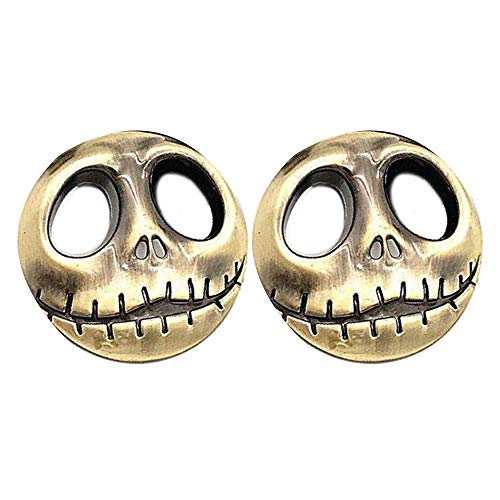 Image of 2X Skull Pumpkin Face Emblem Jack Skellington Auto Car Styling /Motorcycle Metal Badge Sticker Decoration (Gold)