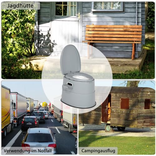 Bonnlo Campingtoilette Tragbare Reisetoilette, Abnehmbarer Inneneimer Mobile Toilette Mit Sitz, Deckel und Toilettenpapier-Halter, für Camping