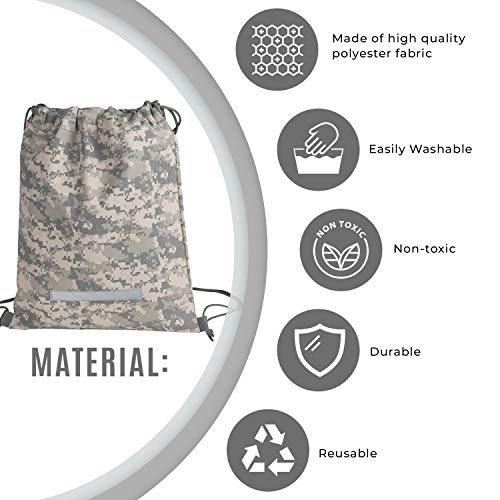 ImpecGear Heavy Duty Drawstring Backpack Digital Camouflage Army Navy Military Sack Bag (Pack of 1)4