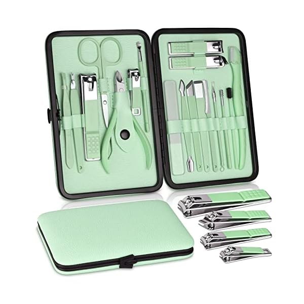 Maniküre-Set, Maniküre Pediküre Set, Nagelknipser Set Nagelset Männer, Pflegeset Nageletui Nagelknipser Edelstahl Tragbarer Reisetasche aus Schwarzem Leder für Reise