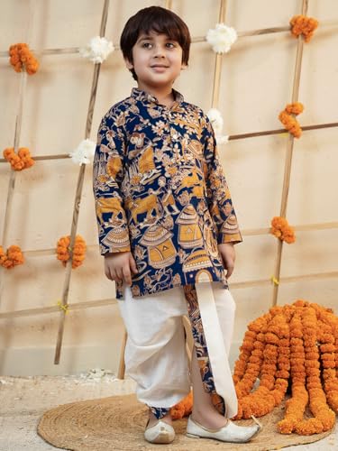 Image of AJ DEZINES Kids Ethnic Wear Pure Cotton Dhoti Kurta Set For Boys