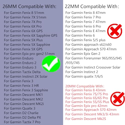 Correa de nylon resistente compatible Garmin 26mm miniatura 5