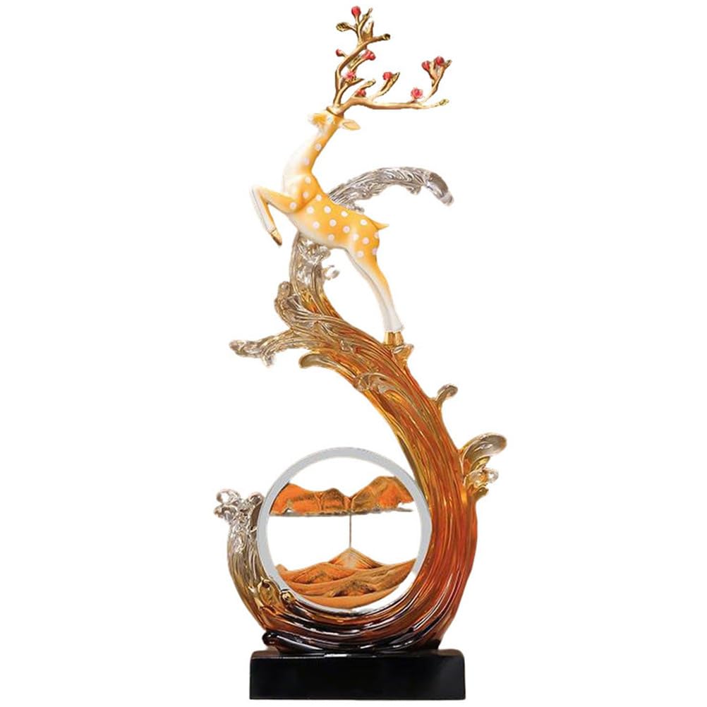 Rzeźby jelenia nakładka na biurko posągi zwierząt Feng Shui Decoraciones Para Salas De Casa dekoracje metalowe dekoracja salonu świecznik pulpit Fengshui,Orange,L