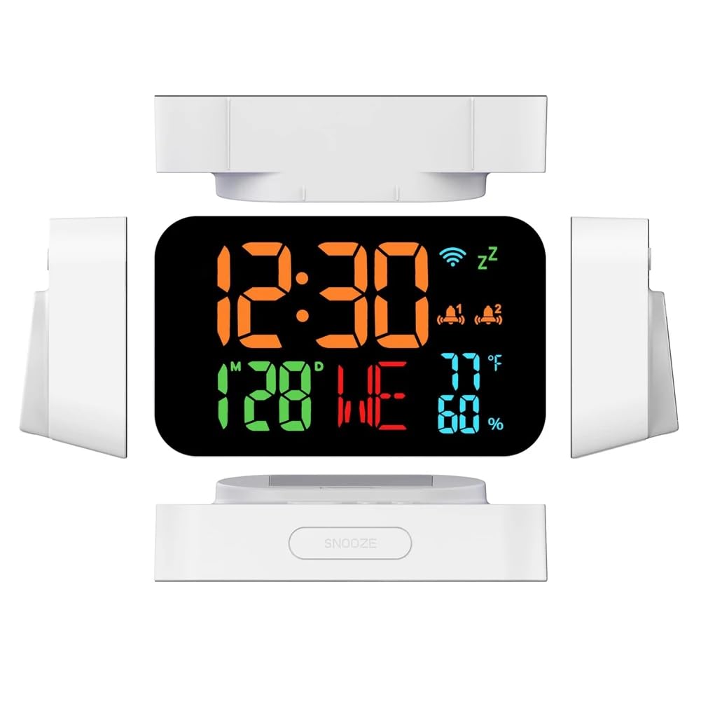 Tuya WiFi Reloj Calendario Termómetro Inteligente Higrómetro con Pantalla LED Digital Soporte WiFi Autocalibración