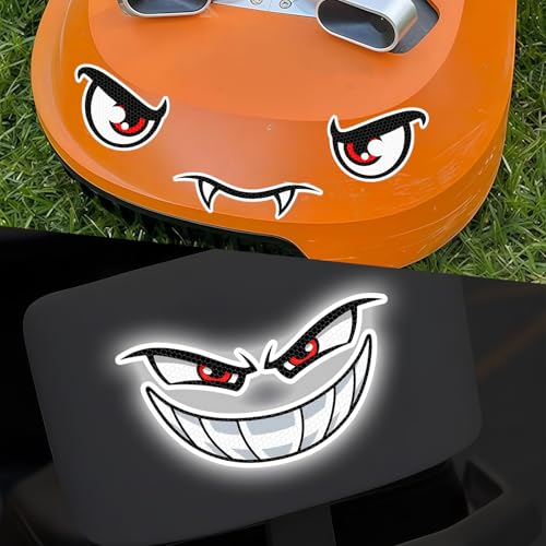 Yamobi 2 Stück Wackelaugen Aufkleber für Mähroboter, PVC-Aufkleber, reflektierend, ideal für Rasenmäher,...