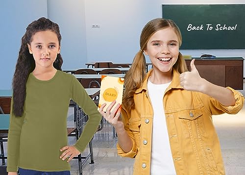 Image of Brix Girls' Long Sleeve Tees - 100% Cotton Tagless 4 -Pack Crew Neck Super Soft Cotton T Shirts.